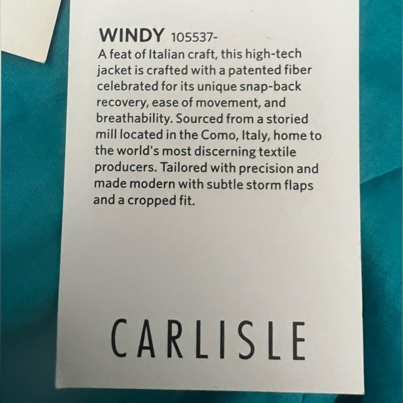 CARLISLE Turquoise Moto Style Lightweight Windbreaker Jacket Women’s Size 2 NWT - Picture 9 of 13